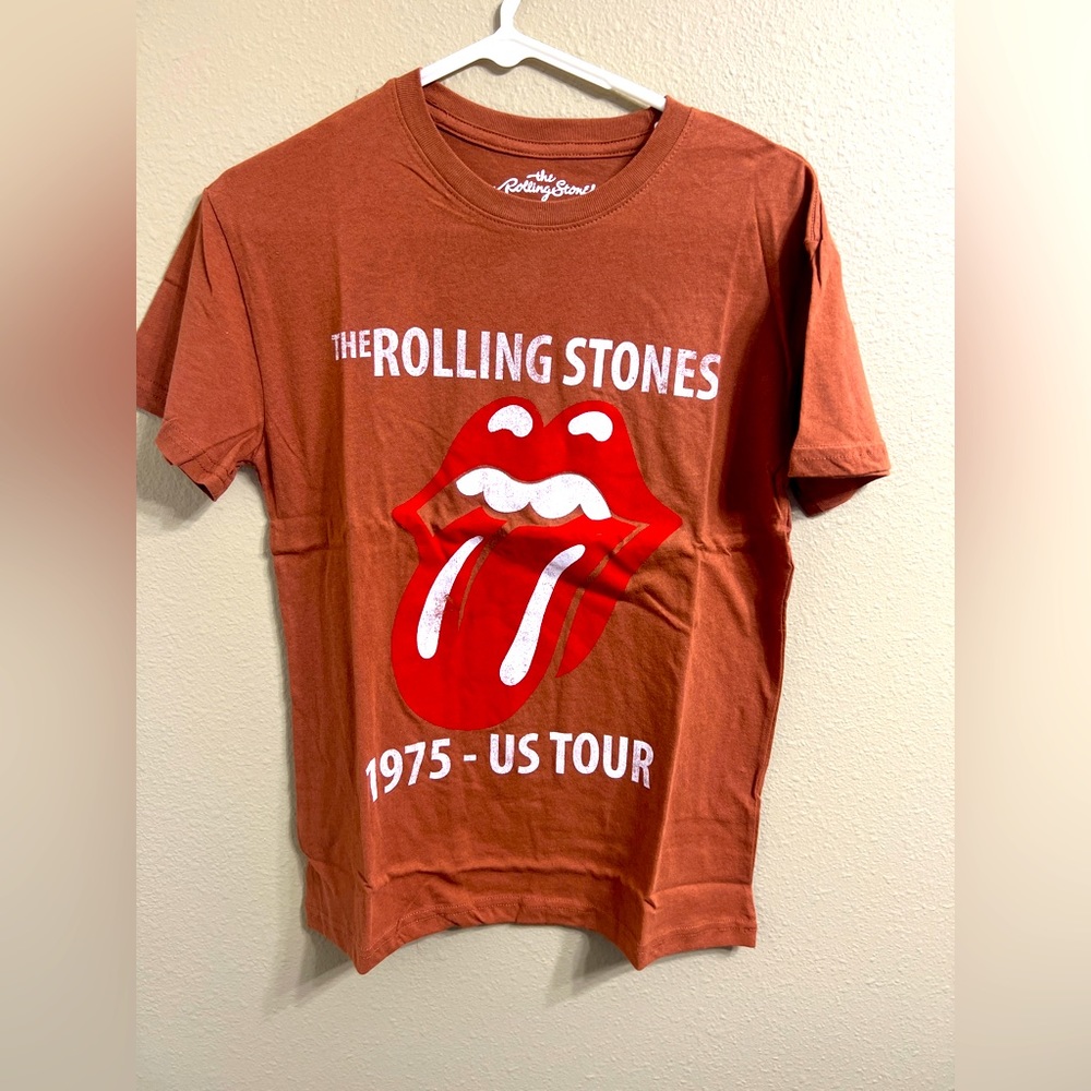 The Rolling Stones T-Shirt 1975 USA Tour Brown Small Cotton 70s Band